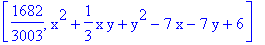 [1682/3003, x^2+1/3*x*y+y^2-7*x-7*y+6]